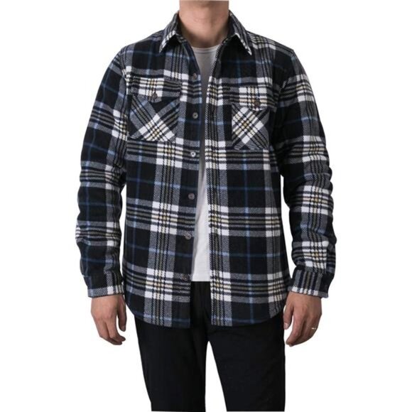 Men's Warm Sherpa Lined Fleece Flannel Shirt Jacket(All Sherpa Fleece Lined) - Picture 3 of 7